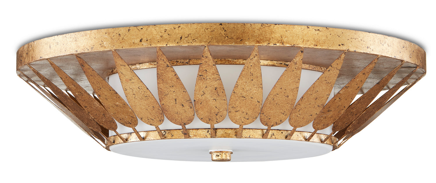Currey and Company 9999-0055 LED Flush Mount, Autumn Gold/Milky Glass
