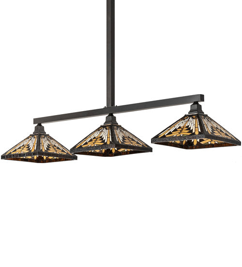 Meyda Tiffany 240482 Three Light Island Pendant, Craftsman Brown
