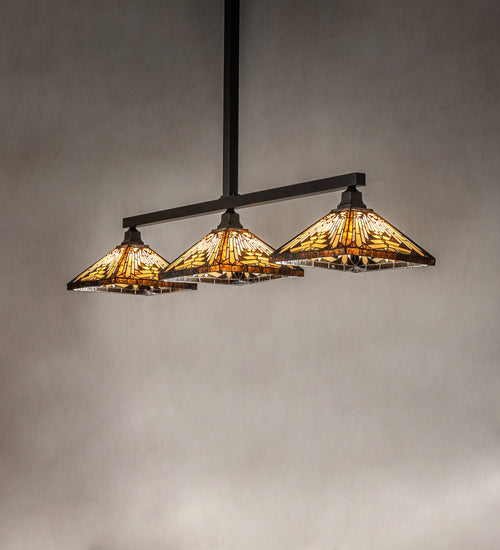 Meyda Tiffany 240482 Three Light Island Pendant, Craftsman Brown