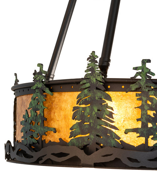 Meyda Tiffany 242026 Four Light Semi-Flushmount, Textured Black/Green Trees
