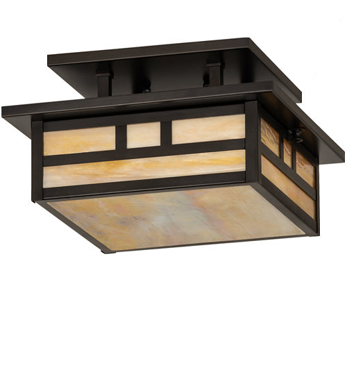 Meyda Tiffany 242391 Two Light Flushmount, Craftsman Brown