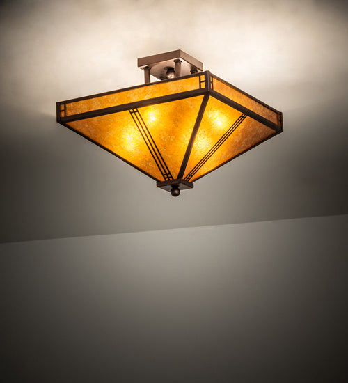 Meyda Tiffany 243280 Four Light Flushmount, Mahogany Bronze