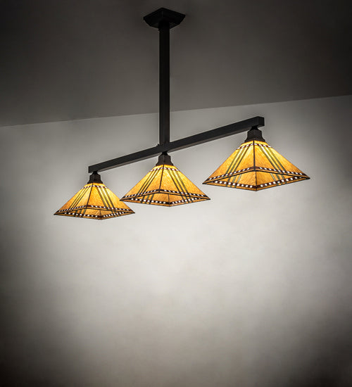 Meyda Tiffany 243955 Three Light Island Pendant, Craftsman Brown