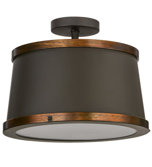 Meyda Tiffany 246740 Four Light Semi-Flushmount, Oil Rubbed Bronze & Copper Accents