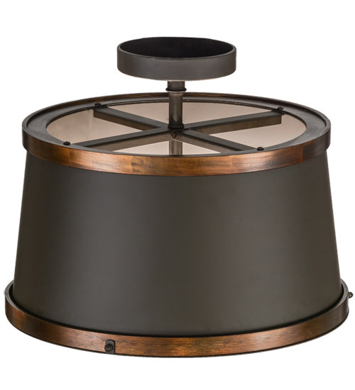 Meyda Tiffany 246740 Four Light Semi-Flushmount, Oil Rubbed Bronze & Copper Accents