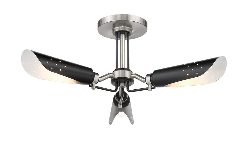 George Kovacs P1693-691 Three Light Semi Flush Mount, Coal With Brushed Nickel