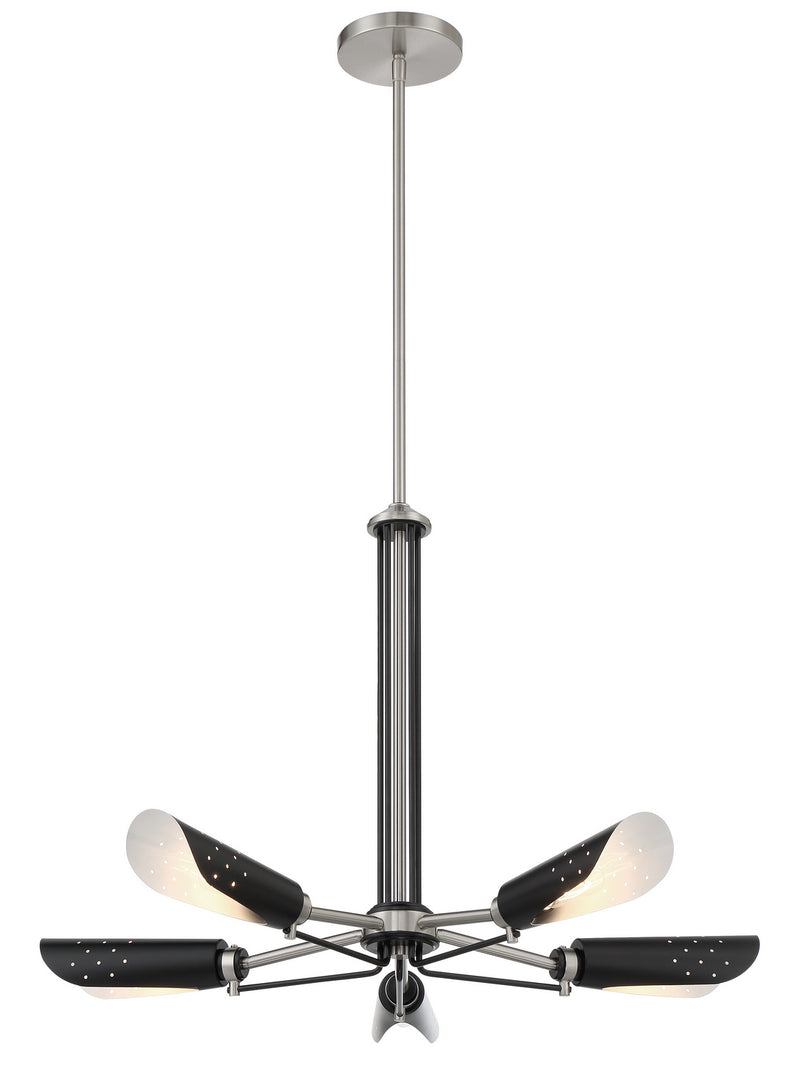 George Kovacs P1695-691 Five Light Chandelier, Coal With Brushed Nickel