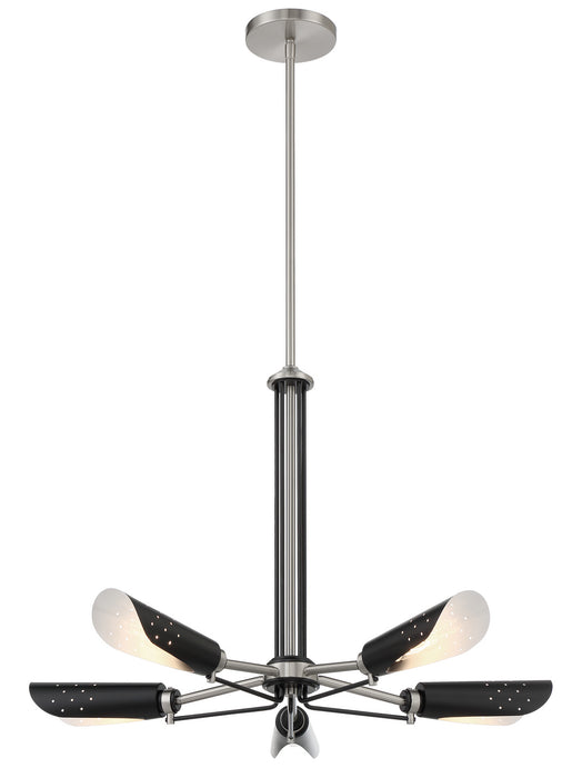 George Kovacs P1695-691 Five Light Chandelier, Coal With Brushed Nickel