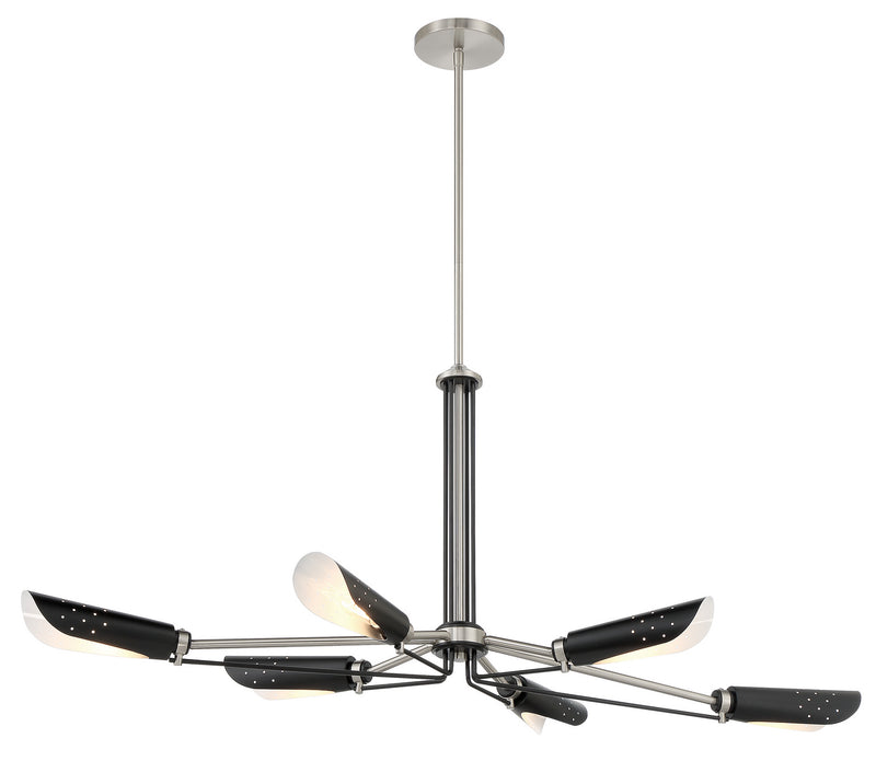 George Kovacs P1697-691 Six Light Island Pendant, Coal With Brushed Nickel
