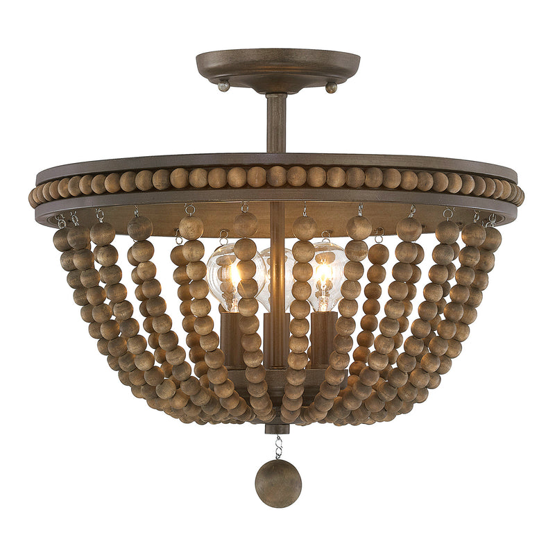 Capital Lighting 9A122A Three Light Semi-Flush Mount, Tobacco