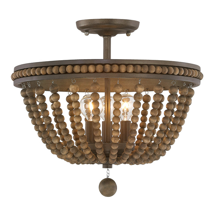 Capital Lighting 9A122A Three Light Semi-Flush Mount, Tobacco