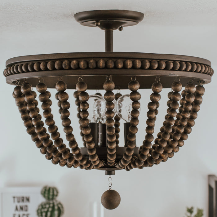 Capital Lighting 9A122A Three Light Semi-Flush Mount, Tobacco