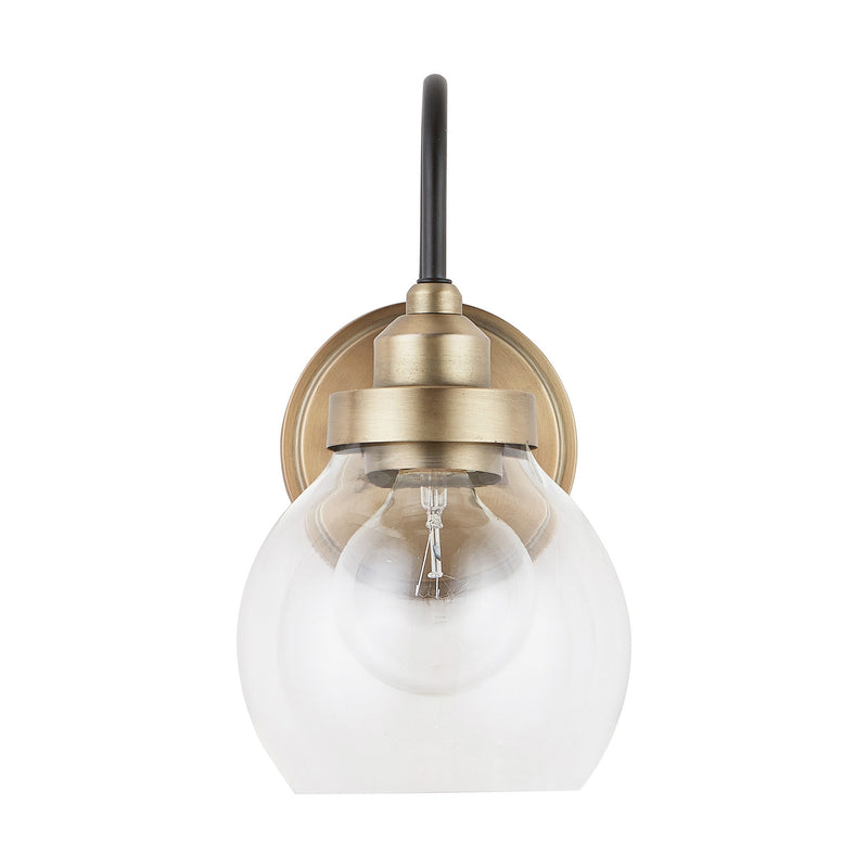 Capital Lighting 9D320A One Light Wall Sconce, Aged Brass and Black