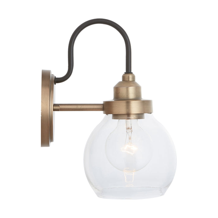 Capital Lighting 9D320A One Light Wall Sconce, Aged Brass and Black