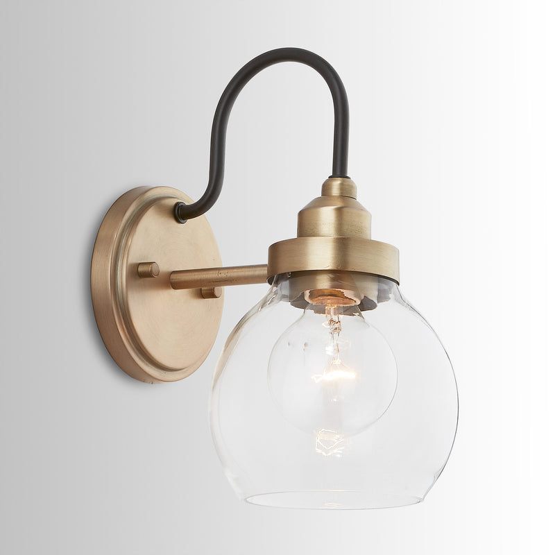 Capital Lighting 9D320A One Light Wall Sconce, Aged Brass and Black