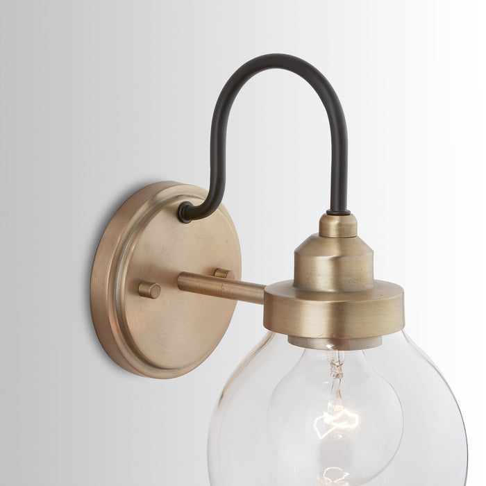 Capital Lighting 9D320A One Light Wall Sconce, Aged Brass and Black