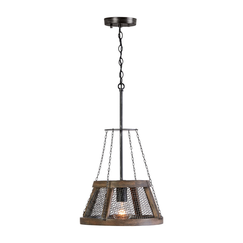 Capital Lighting 9D322A One Light Pendant, Zinc and Wood