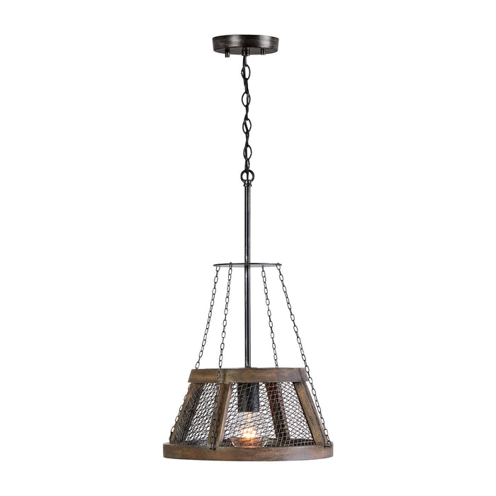 Capital Lighting 9D322A One Light Pendant, Zinc and Wood