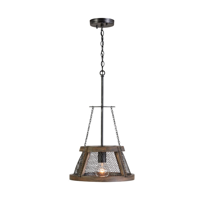 Capital Lighting 9D322A One Light Pendant, Zinc and Wood