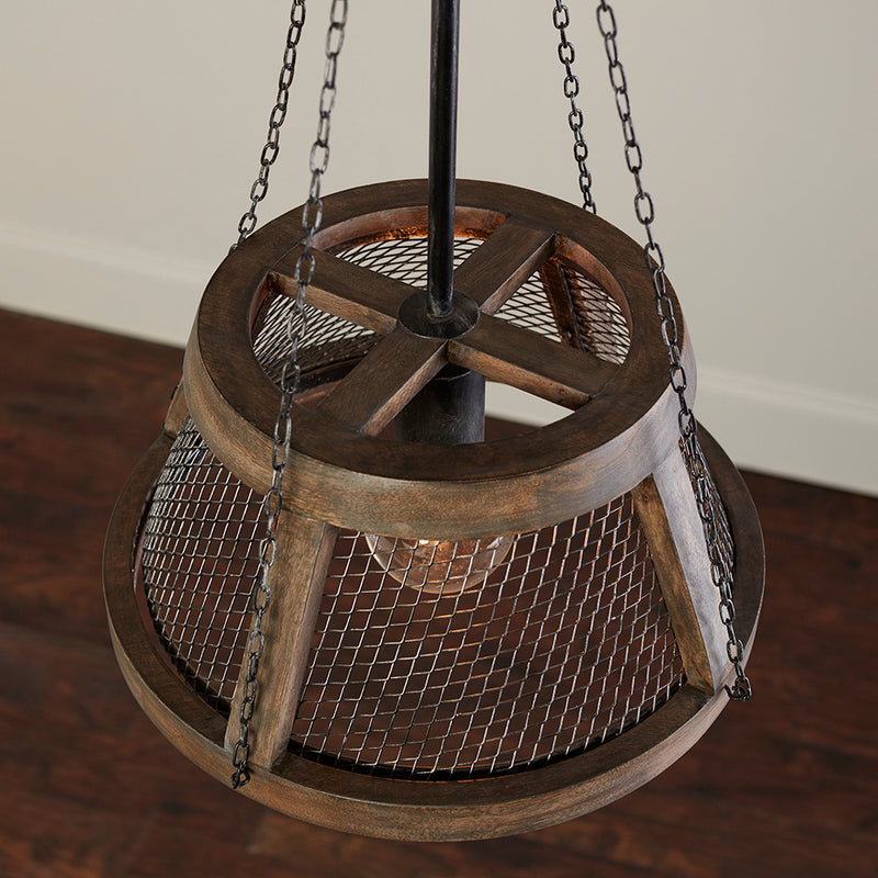 Capital Lighting 9D322A One Light Pendant, Zinc and Wood