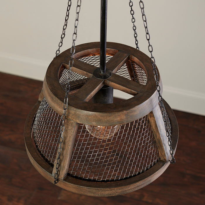 Capital Lighting 9D322A One Light Pendant, Zinc and Wood