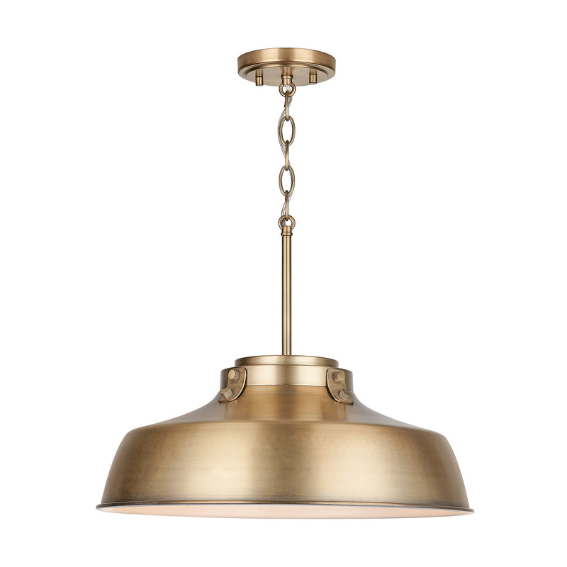 Capital Lighting 9D328A One Light Pendant, Aged Brass
