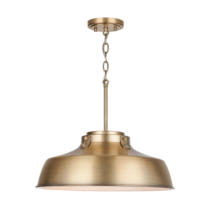Capital Lighting 9D328A One Light Pendant, Aged Brass