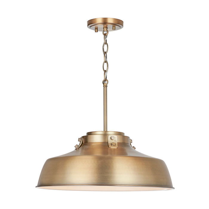 Capital Lighting 9D328A One Light Pendant, Aged Brass
