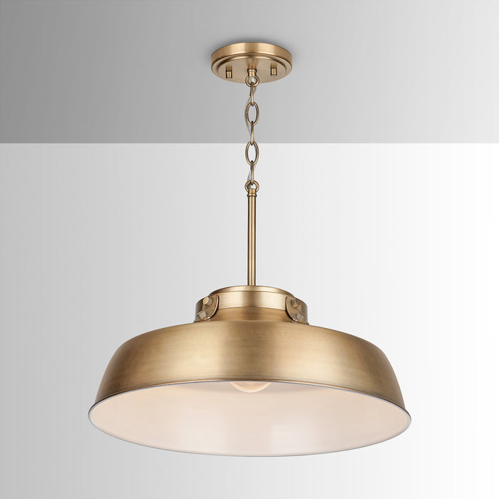 Capital Lighting 9D328A One Light Pendant, Aged Brass