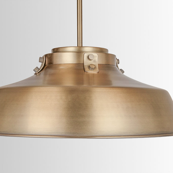 Capital Lighting 9D328A One Light Pendant, Aged Brass