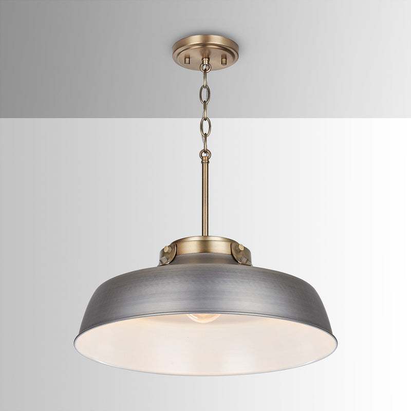 Capital Lighting 9D329A One Light Pendant, Antique Nickel