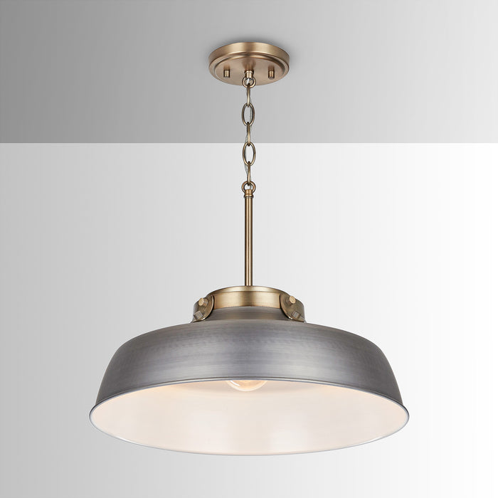 Capital Lighting 9D329A One Light Pendant, Antique Nickel