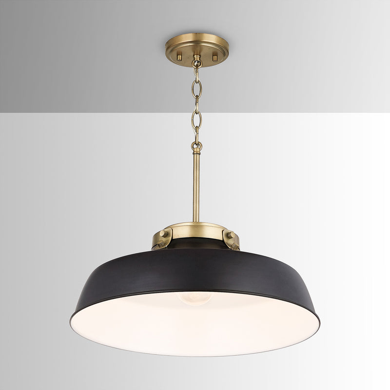 Capital Lighting 9D331A One Light Pendant, Matte Black