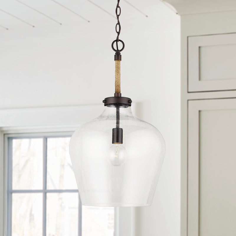 Capital Lighting 9F370A One Light Pendant, Bronze