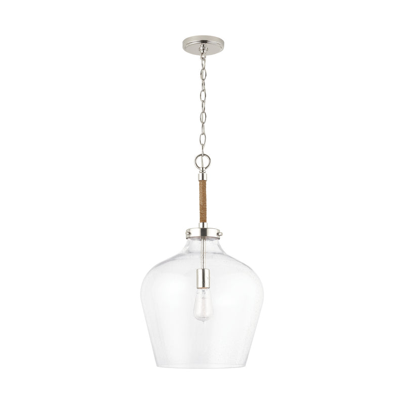 Capital Lighting 9F371A One Light Pendant, Polished Nickel