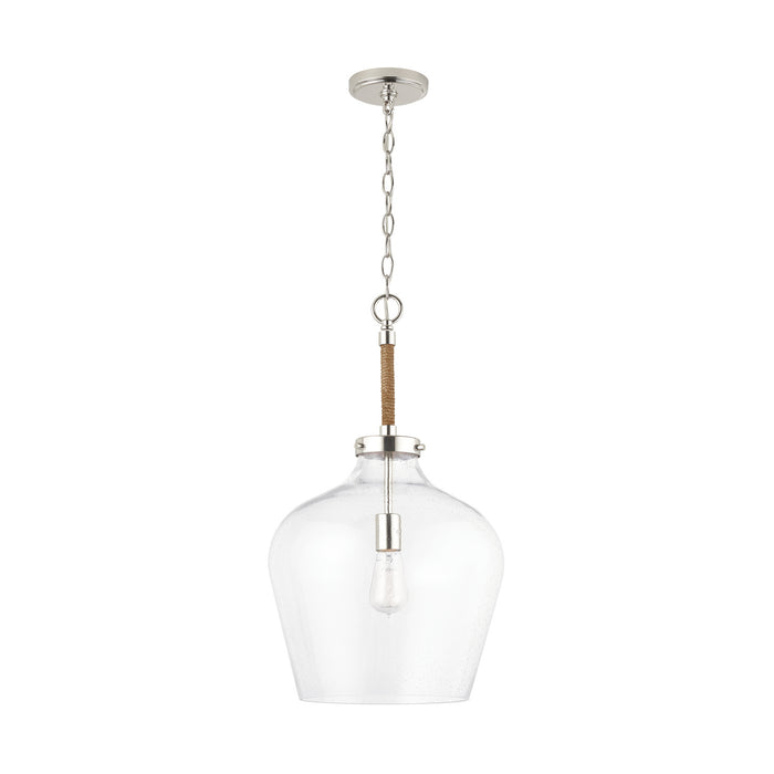 Capital Lighting 9F371A One Light Pendant, Polished Nickel