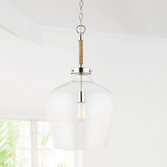 Capital Lighting 9F371A One Light Pendant, Polished Nickel