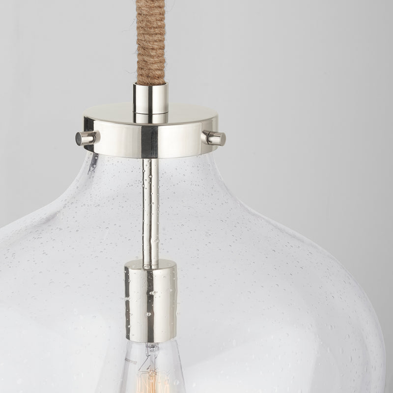 Capital Lighting 9F371A One Light Pendant, Polished Nickel