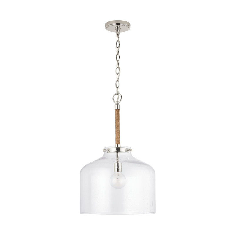 Capital Lighting 9F373A One Light Pendant, Polished Nickel