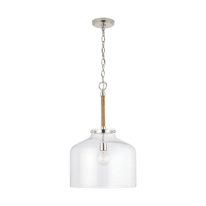 Capital Lighting 9F373A One Light Pendant, Polished Nickel