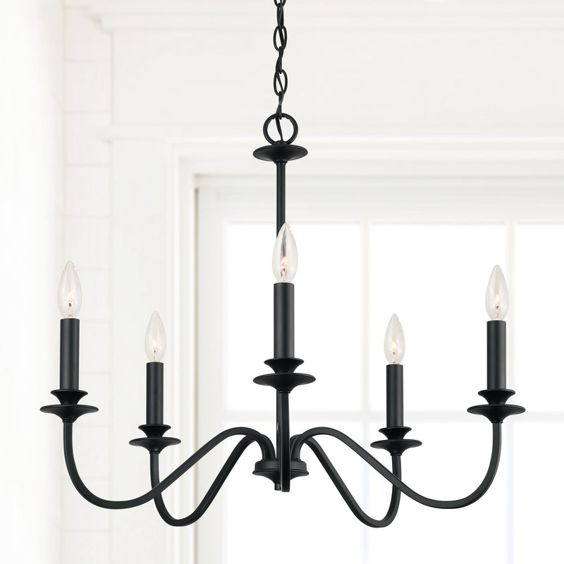 Capital Lighting 9F375A Five Light Chandelier, Matte Black
