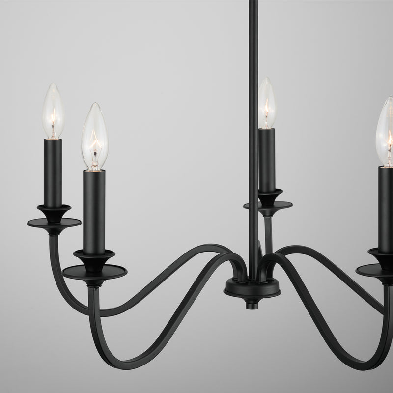 Capital Lighting 9F375A Five Light Chandelier, Matte Black
