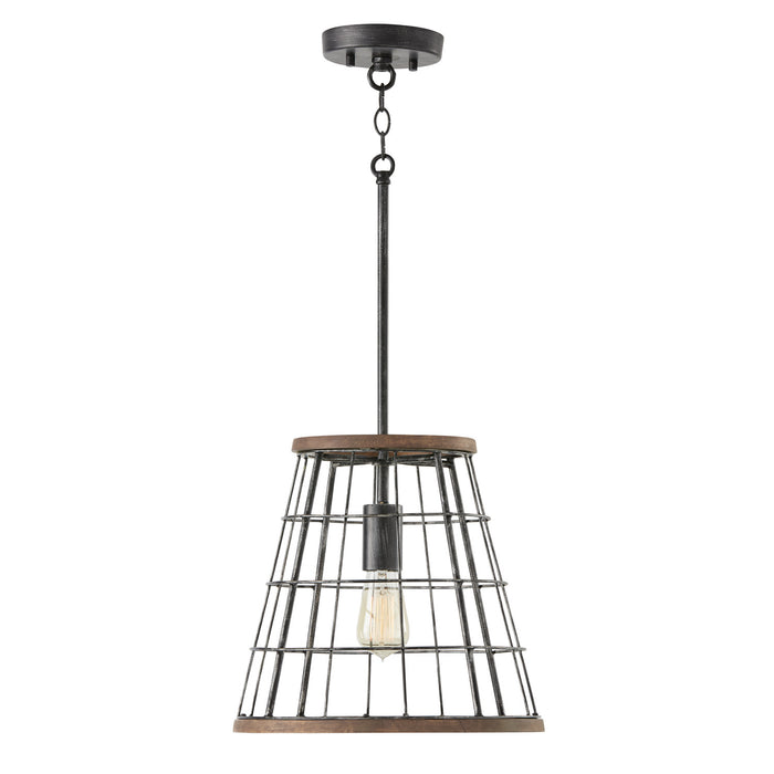 Capital Lighting AA1001ZW One Light Pendant, Zinc and Wood