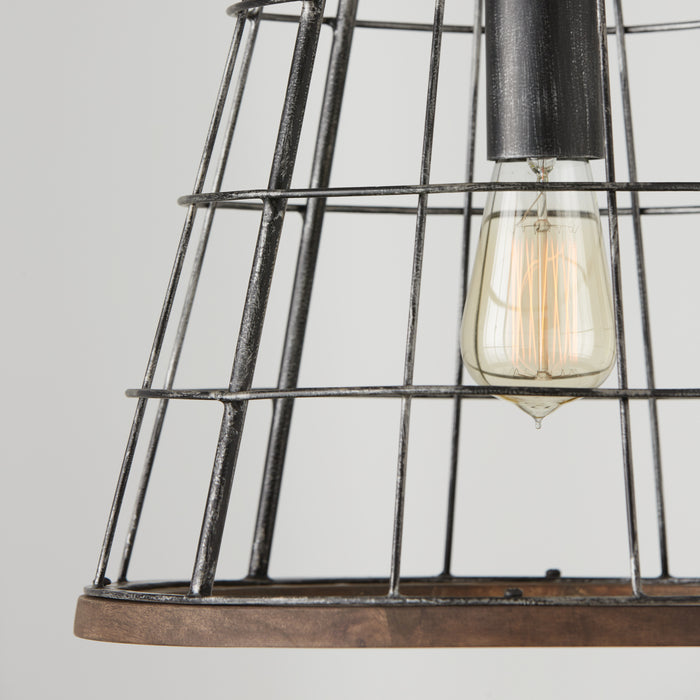 Capital Lighting AA1001ZW One Light Pendant, Zinc and Wood