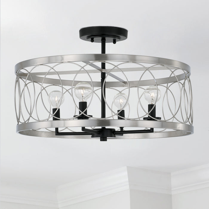 Capital Lighting AA1002BT Four Light Semi-Flush Mount, Black Tie