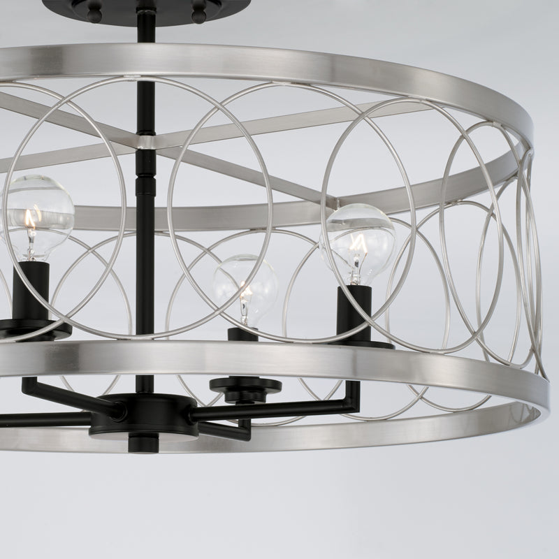 Capital Lighting AA1002BT Four Light Semi-Flush Mount, Black Tie