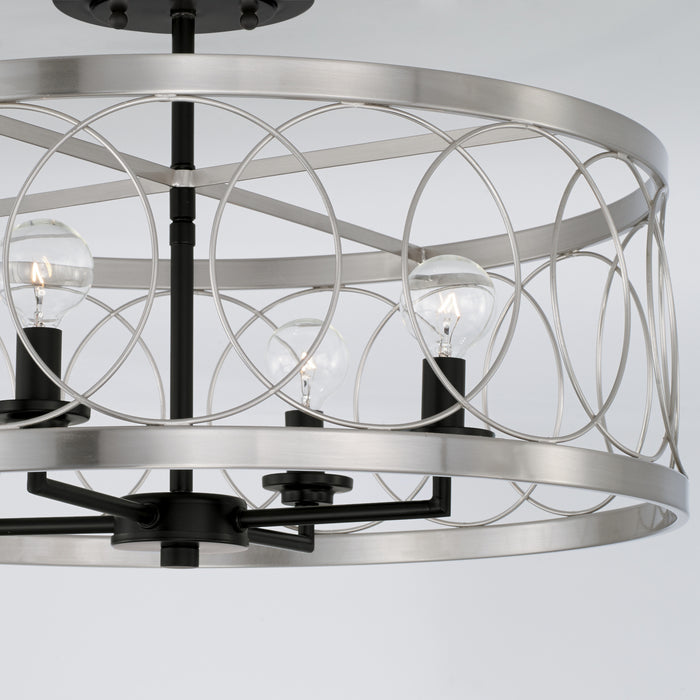 Capital Lighting AA1002BT Four Light Semi-Flush Mount, Black Tie