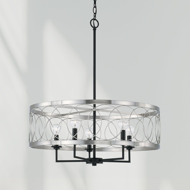 Capital Lighting AA1003BT Four Light Pendant, Black Tie