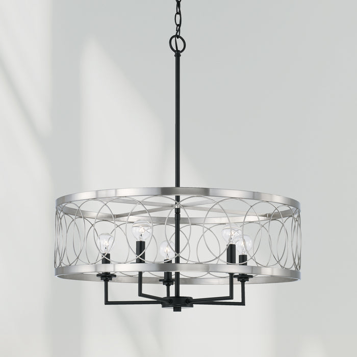 Capital Lighting AA1003BT Four Light Pendant, Black Tie