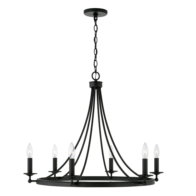 Capital Lighting AA1005BI Six Light Chandelier, Black Iron